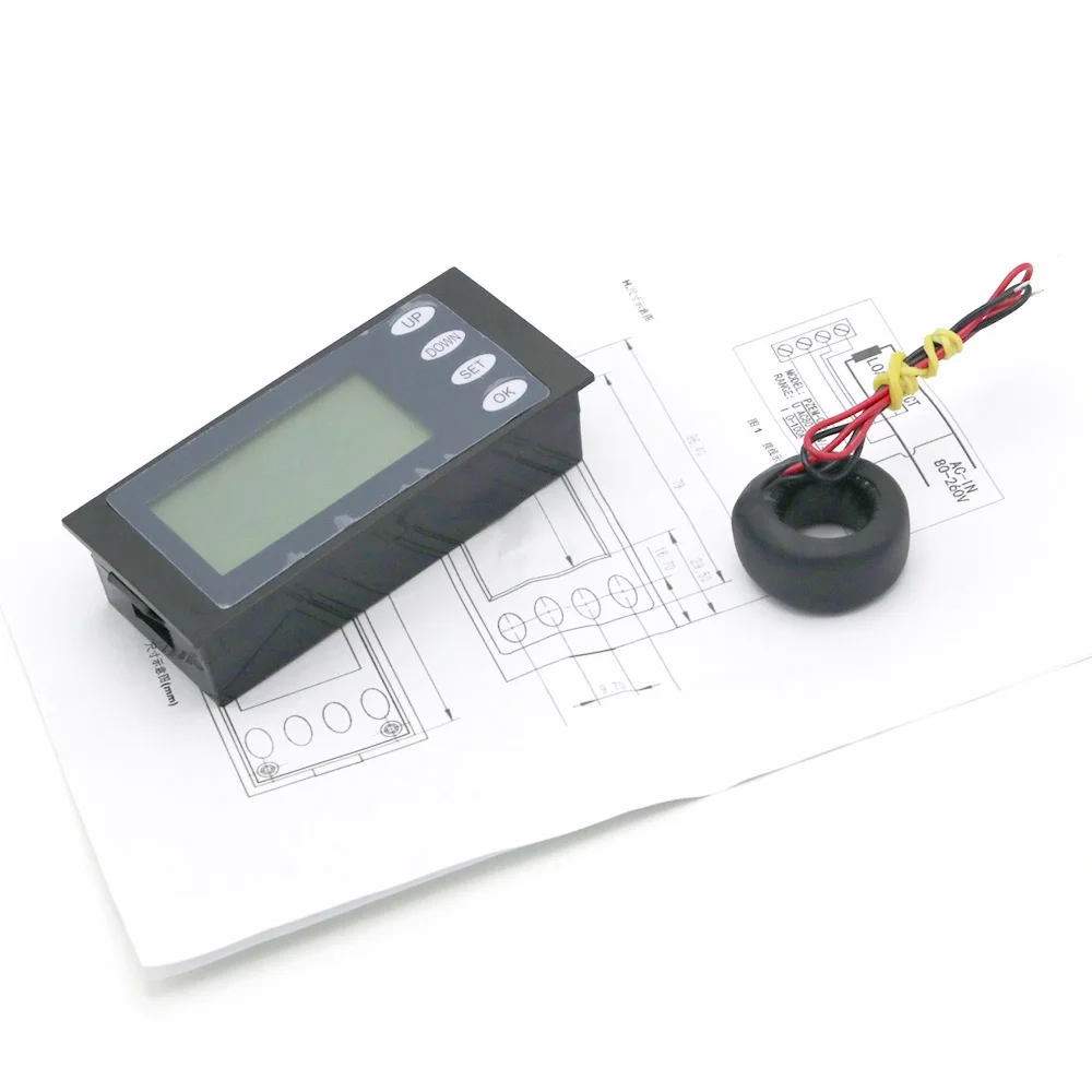 

AC80-260v 100A Digital LCD AC Multifunction power meter monitor Voltage Current Energy power working time meter & CT coil