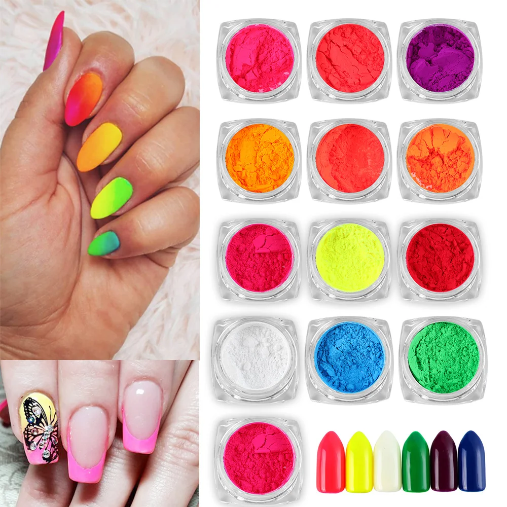 13 видов цветов порошок неонового пигмента для ногтей флуоресцентный градиент