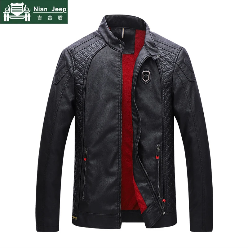 Брендовая мотоциклетная куртка бомбер Мужская бархатная кожаная новая модная