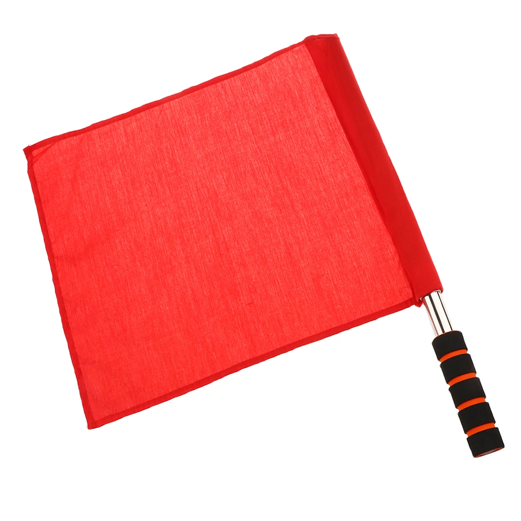 

MagiDeal Lightweight Referee Soccer Hocky Lineman Track And Field Flag Competition Hand Flag Red