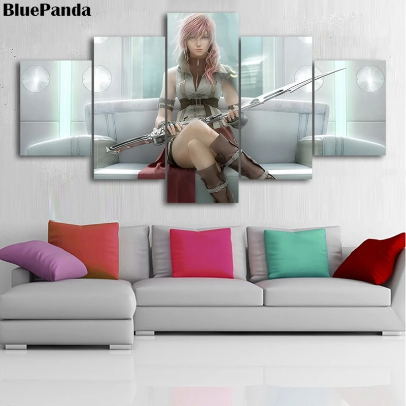 Fantasy Eclair Farron Game Modern Poster Oil Canvas Paintings 5 Pieces Pictures Bedroom For Living Room Office Home Decor | Дом и сад