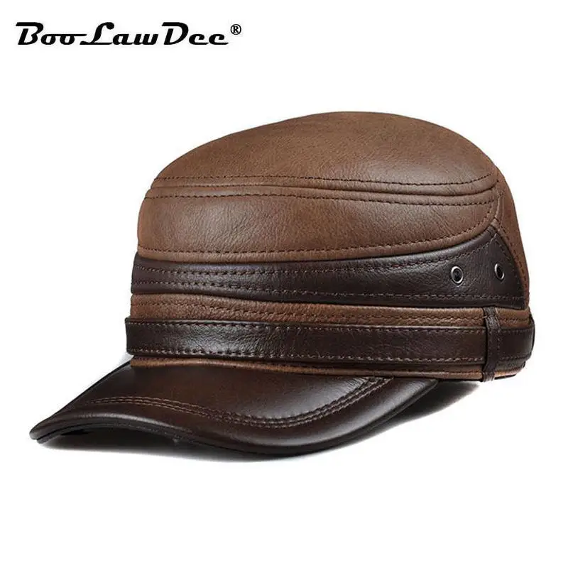 Модные мужские Военная шляпа из коровьей кожи с earflag регулируемый 56-60 см подойдет