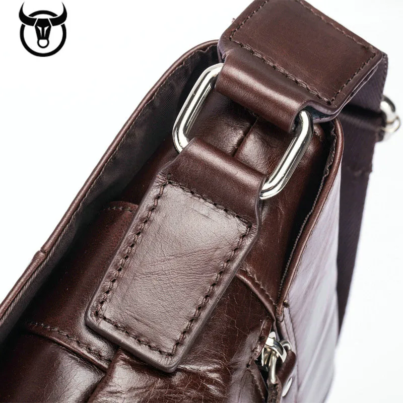 BULLCAPTAIN Messenger bag men's shoulder Genuine Leather strap Male Crossbody Bags Business Ipad Men Handbags |