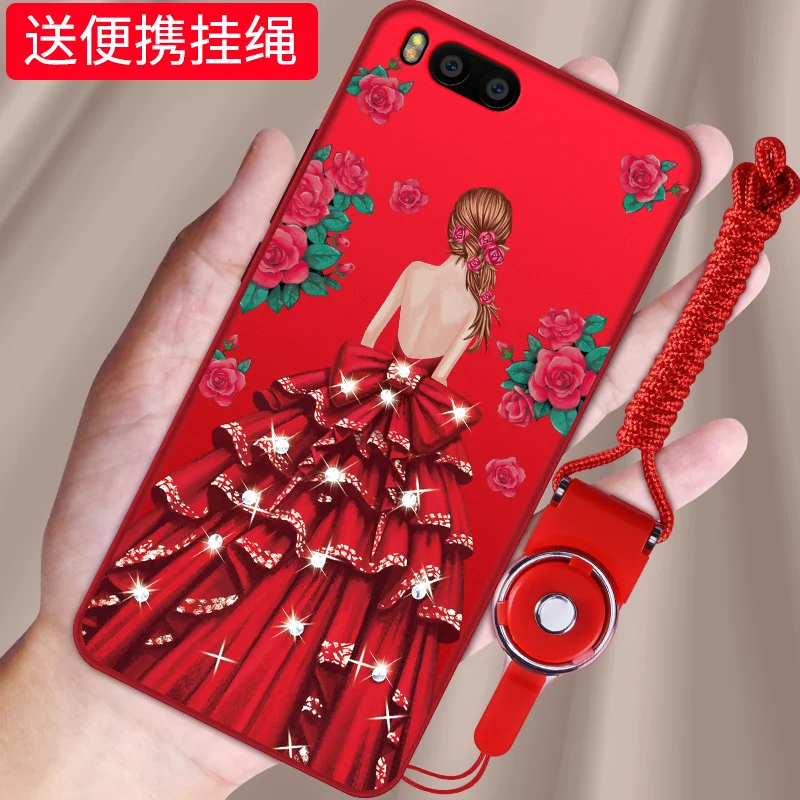bling rose wedding dress goddess with rope and stand holder soft silicon case For Xiaomi Mi6 M6 |