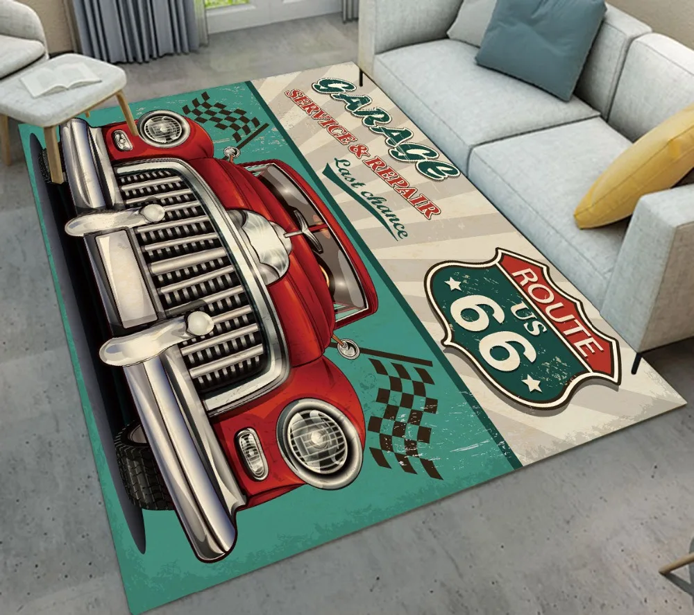LB Ретро Route 66 коврик для поездок в машину история ковер спальни нескользящий