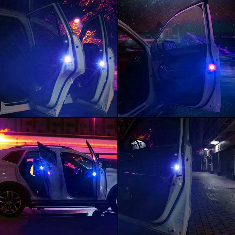 4 шт. автомобиль-Стайлинг свет анти столкновения двери автомобиля Strobe Light воспитание сигнальная лампа для Audi luxel golf6 Benz синий