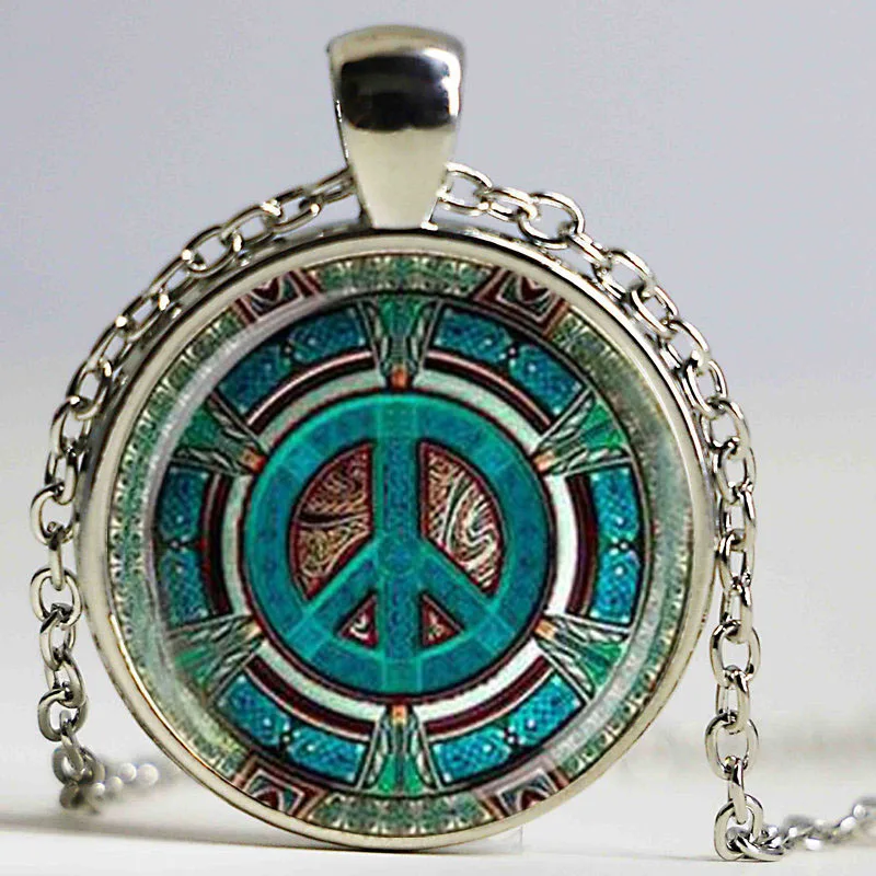 Кулон в виде стеклянного купола Hippie Peace ожерелье ручной работы модные ювелирные