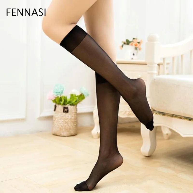 FENNASI, 2 пары, гольфы, длинные, женские, прозрачные, белые, чулки, сексуальные, для женщин, варикозное расширение, нейлон, черные чулки