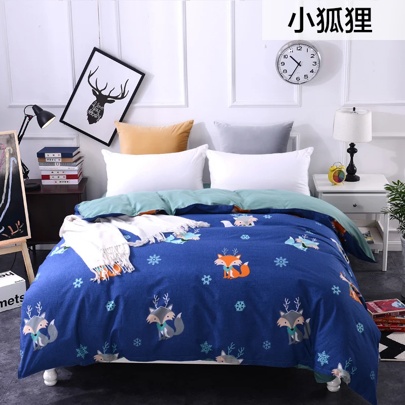 Темно синий + цвет милый рисунок лисы постельное белье пододеяльник 1 шт. уход за