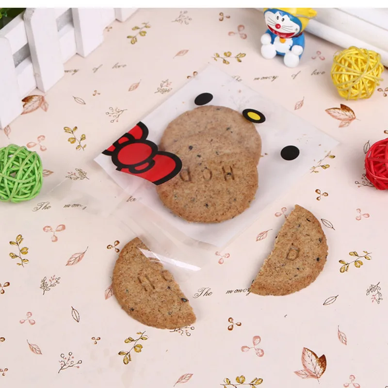 50 шт./лот самоклеящиеся конфеты Сумки Пластик Bownot рисунок Hello Kitty упаковки печенья