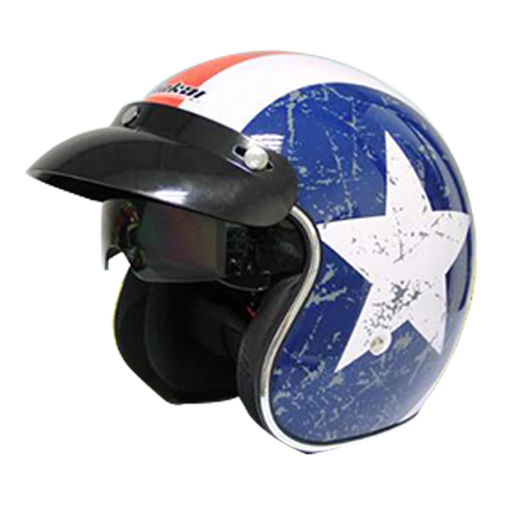 

JIEKAI Motorcycle Helmet Retro Vintage Motorbike 3/4 Open Face Half Helmet Cruiser Touring Chopper Biker Moto Helmet With Lens