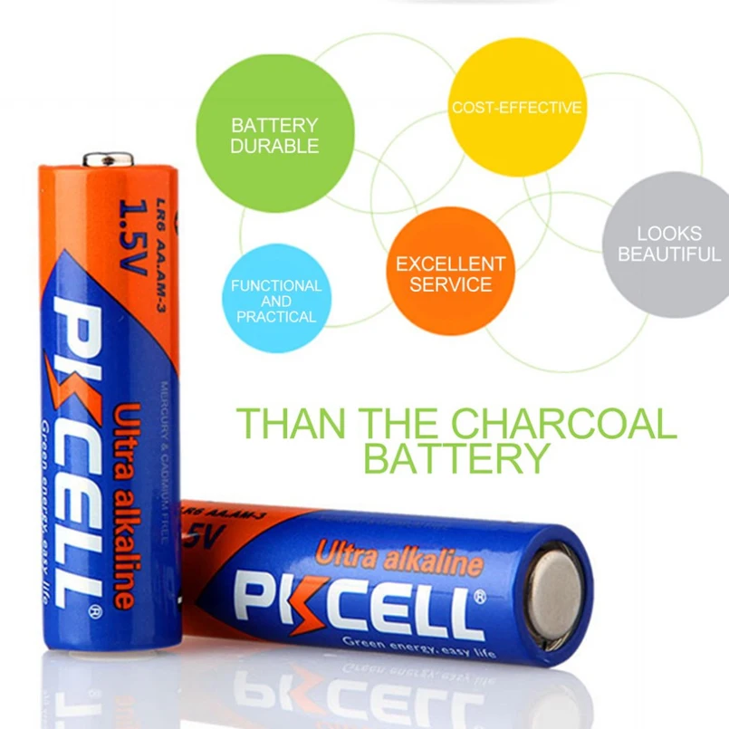 PKCELL 5PK LR03 20pcs AAA батарея + LR6 AA не перезаряжаемая сухая щелочная 1 5 V для часов