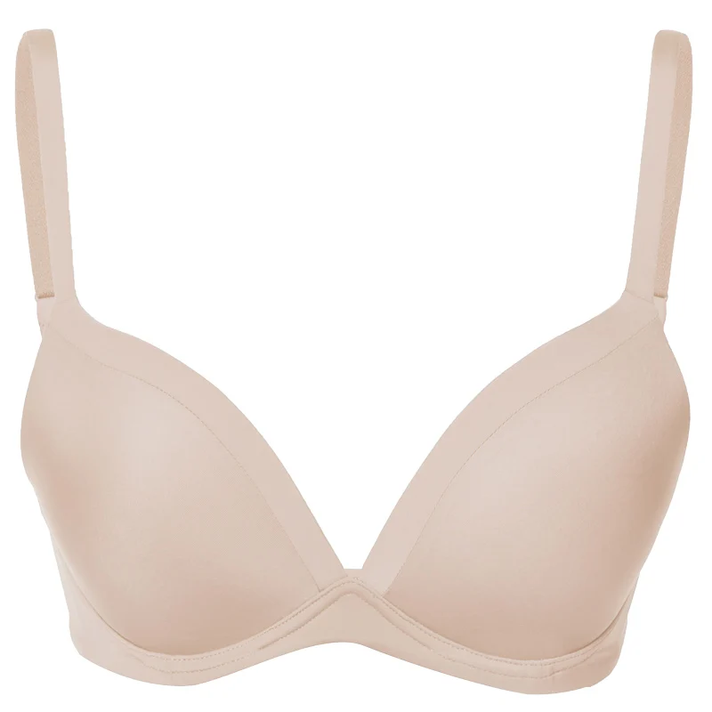 Beige02 DOBREVA женская футболка с легкой подкладкой без косточек бюстгальтер пуш-ап бесшовное нижнее белье - Цвет: Beige02