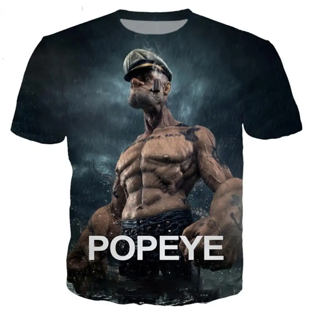 Мужская и женская футболка popeye Повседневная Классическая с 3D принтом уличная