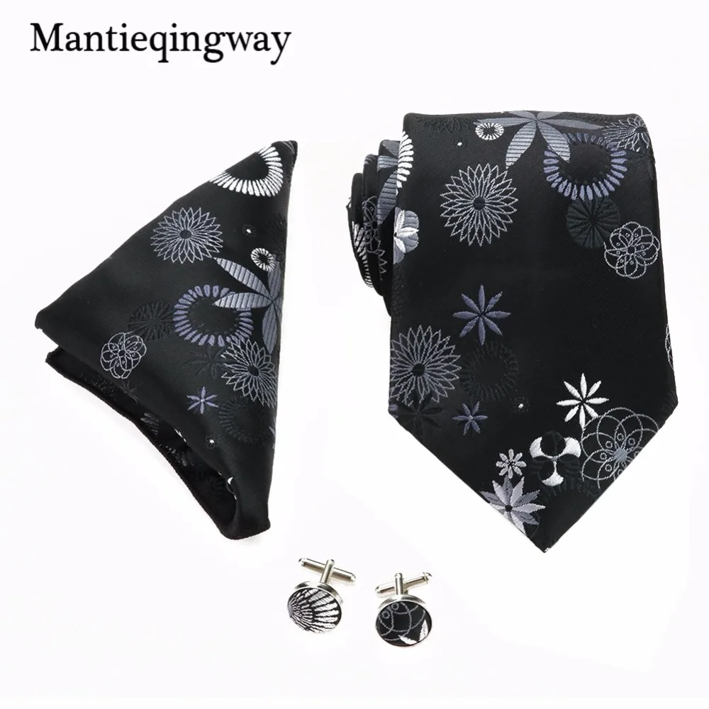 Mantieqingway 20 цветов галстук Hanky запонки наборы для мужчин полиэстер Пейсли Цветочные шеи галстук мужской, карманный, квадратный платок