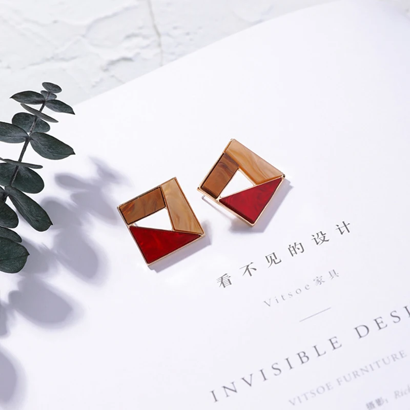 BRAVEKISS Trendy Personality Splice Stud Earring For Women Geometric Korean Hollow Earrings 2019 Fashion Jewelry Gifts BPE1485 | Украшения