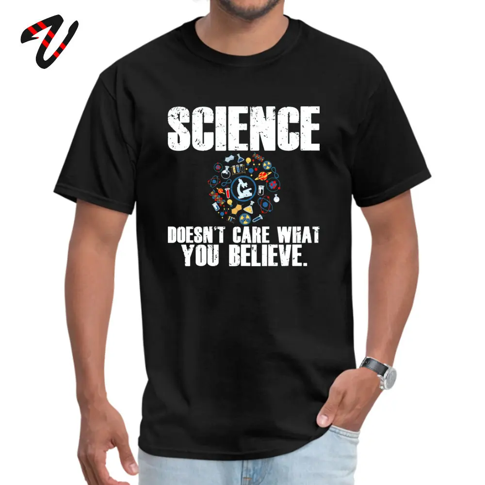 Модная мужская футболка с надписью Science Doesnt Care футболки круглым вырезом в стиле