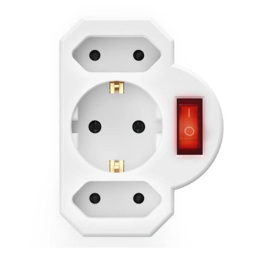 Белый медный переходник CE 16A 3Way 1 3 EU Schuko штекер Турция Португалия Германия Россия