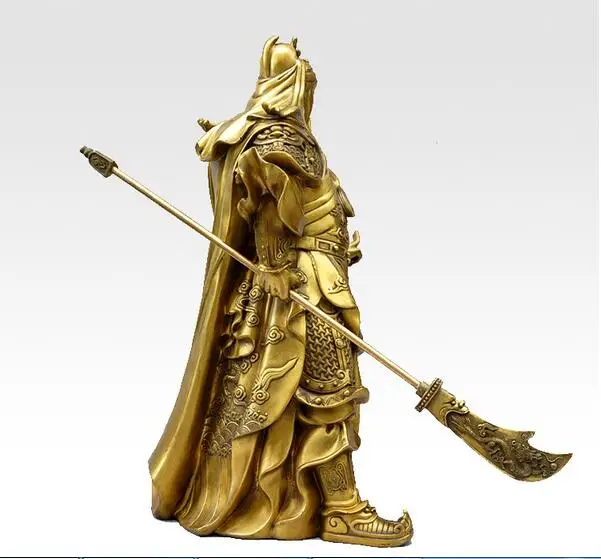 Китайский чистый латунный Бронзовый Дракон Гуань Гонг воин|Статуи и скульптуры| |