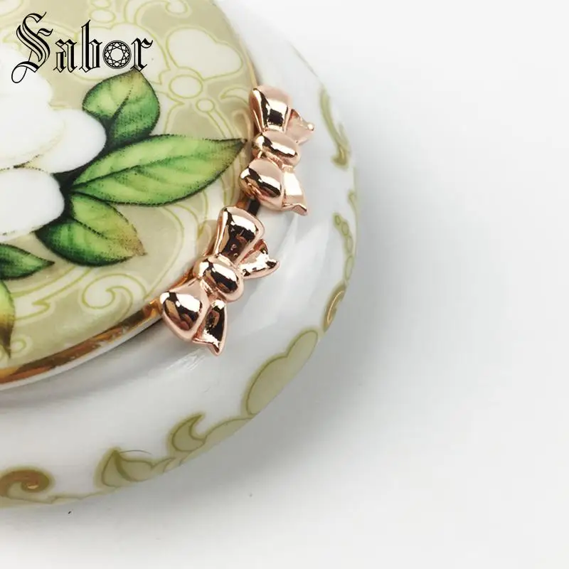 Серьги-гвоздики с бантиком розового золота 2020 новые ювелирные изделия