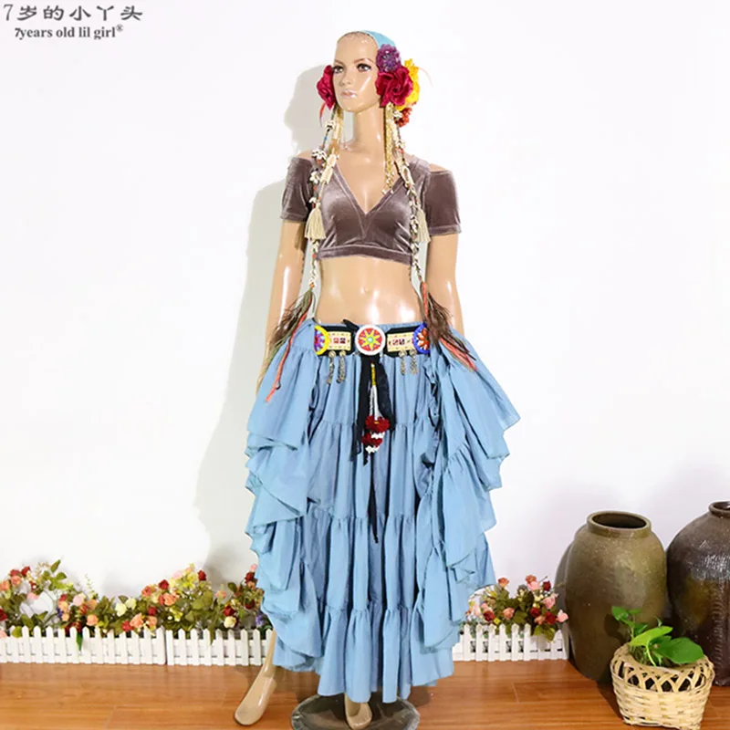 АТС чоли бархат Жир шанс Племенной танец живота костюм короткий рукав капелька