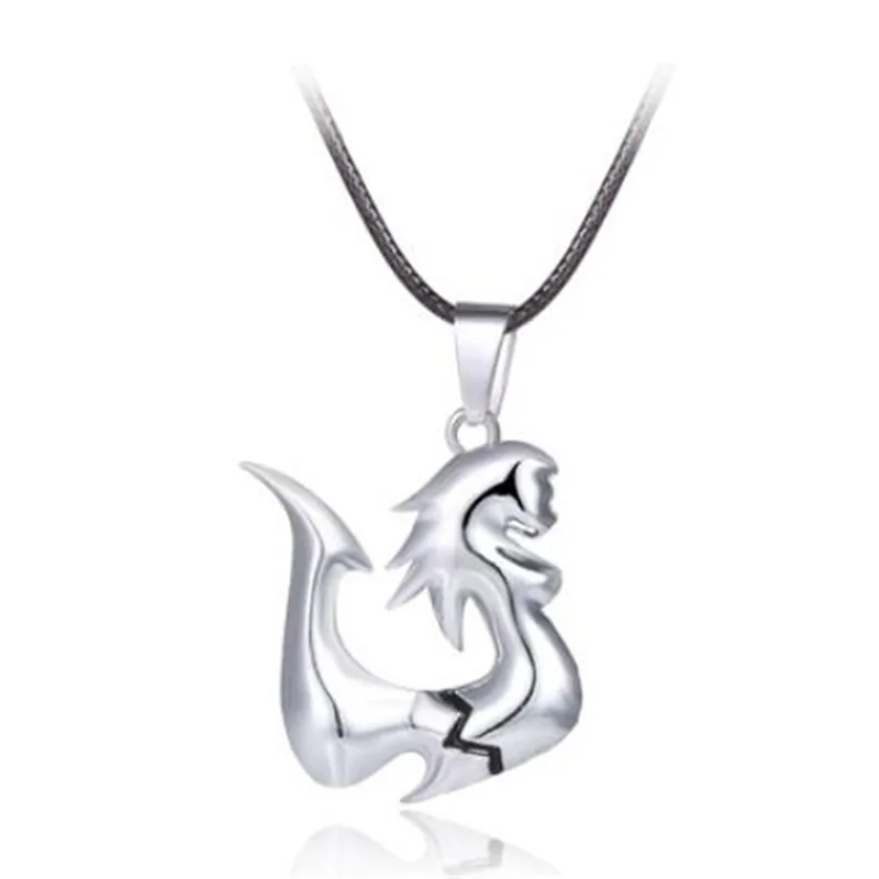 Ожерелье с металлической подвеской в виде хвоста Феи аниме черная кожаная