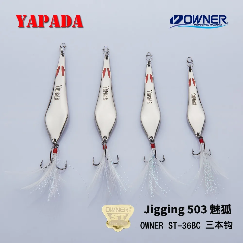 YAPADA Jigging 503 Demon Fox 10 г/15 г владелец тройной крючок 70-80 мм перо Многоцветный Металлический цинковый сплав рыболовные приманки для окуня