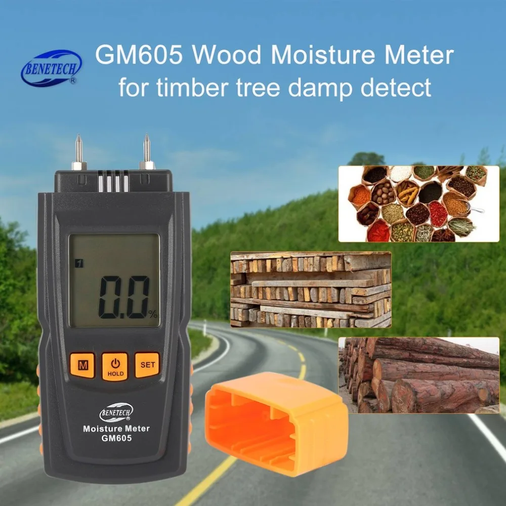 BENETECH GM610 цифровой ЖК дисплей измеритель влажности древесины тестер древесная