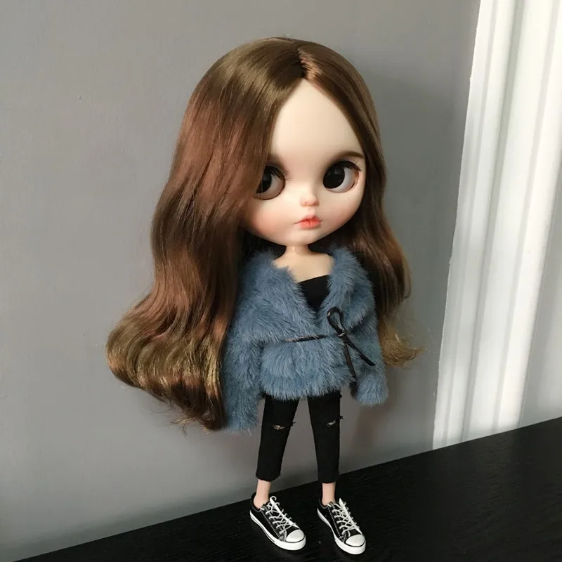 1 шт. модная шуба ручной работы синяя короткая для blyth ob24 azone s barbis 1/6 аксессуары
