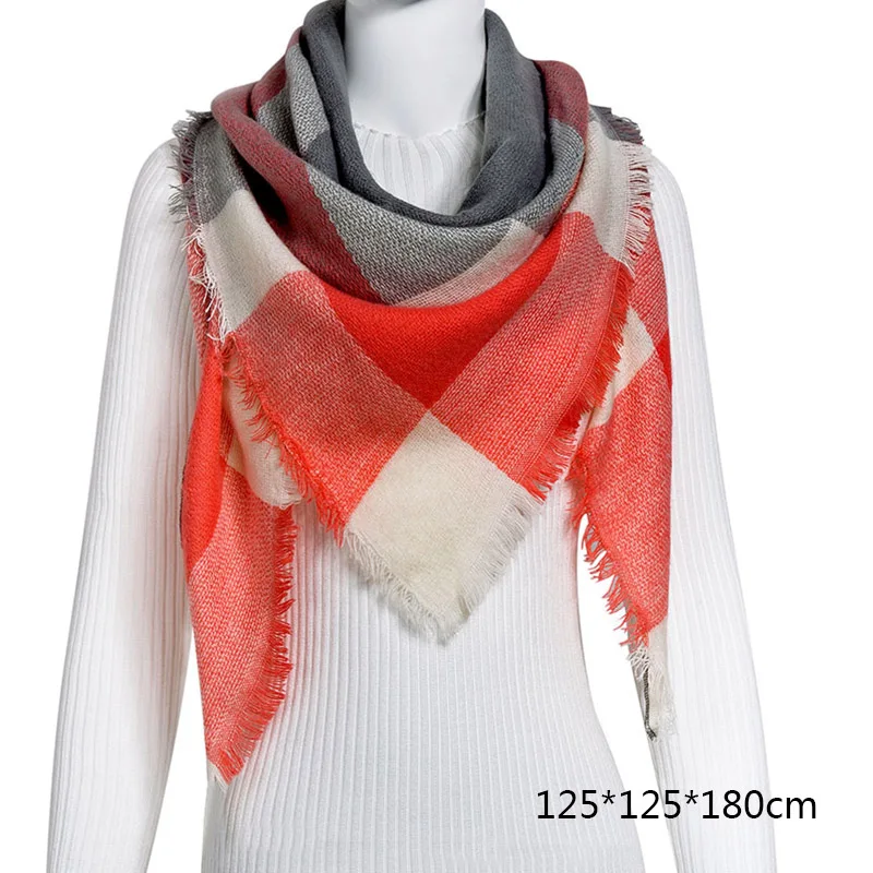 SuperB&G Winte Scarf Women Comfortable Lattice Triangle Wram Plaid Scarves Ladies Shawl Female Winter Thick Clothing Accessories - Цвет: C29