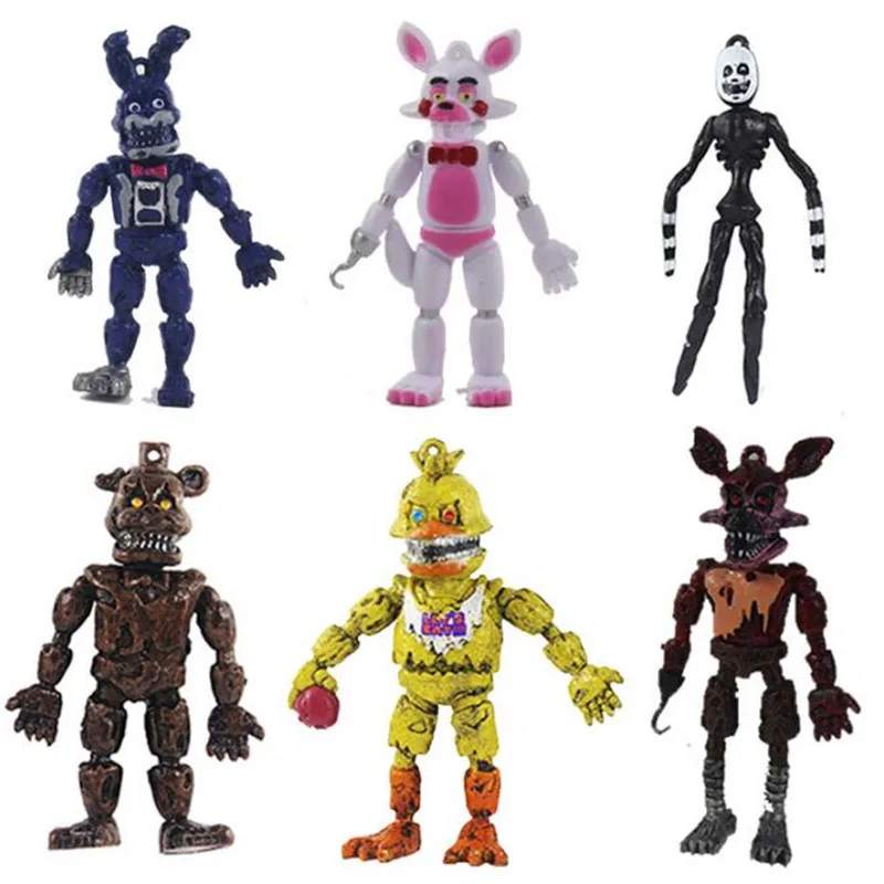 6 шт./компл. Five Nights At Freddy's» «пять ночей у Фредди» рисунок игрушки с рисунком персонажей из игры «пять ночей в Фредди» Бонни Фокси» из мультфильма для мальчика, Freddy Fazbear Медведь кукла ПВХ игрушки Фигурки подарок для детей