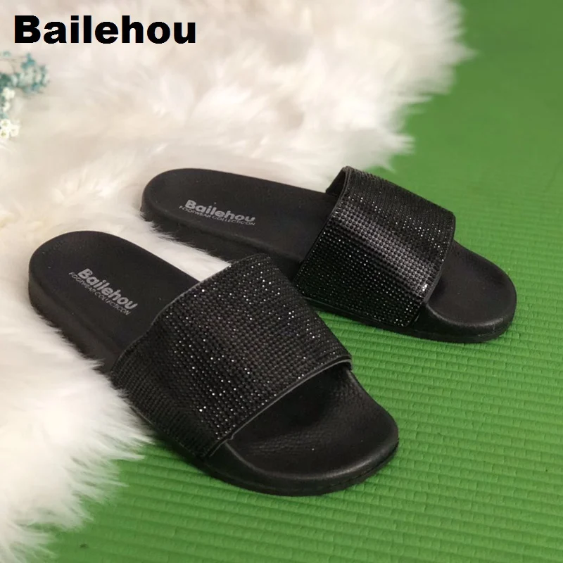 Женские шлепанцы Bailehou Мягкие Шлепанцы со стразами для пляжа | Обувь