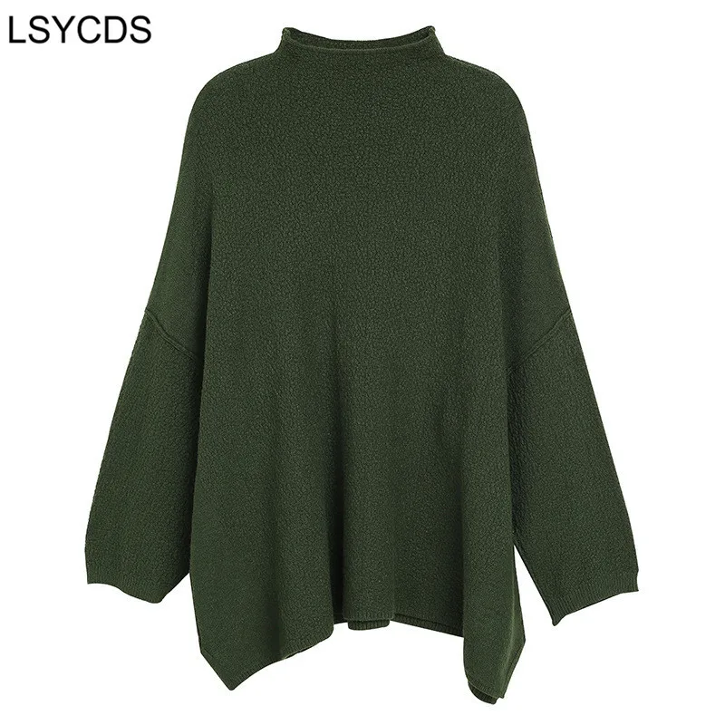 2020 Half-high Turtleneck Knitted Sweater Women Casual Pullover Female Elegant Autumn Winter Jumper Black/Green/Gray M010 | Женская