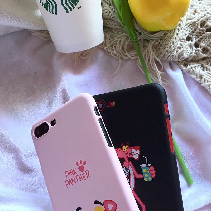 Милые розовые Пантеры чехлы для мобильного телефона iPhone 6 6s 7 8 Plus X мультфильм