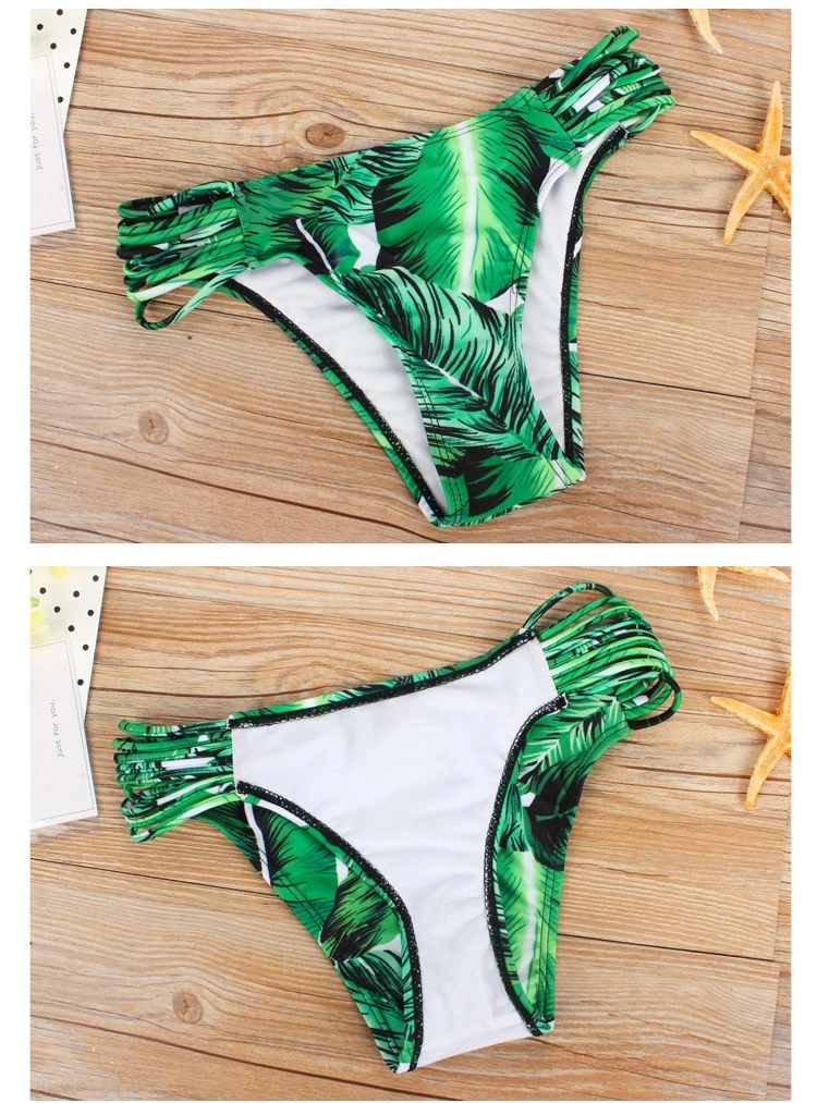 Пляжный летний 2017 Женский купальник пальмовый женский с рисунком бикини высоким