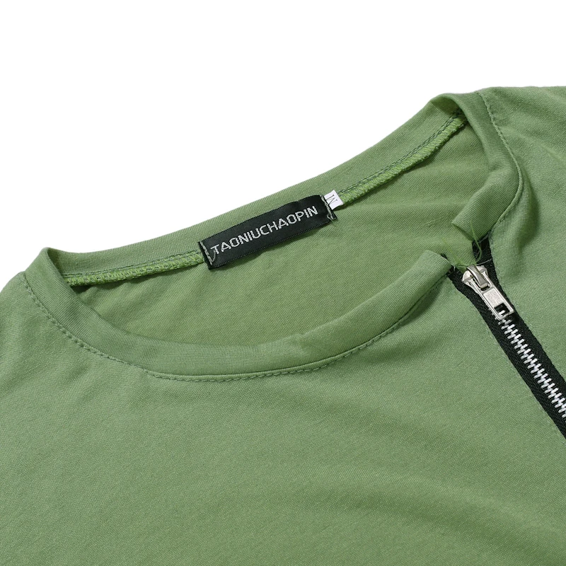 Мужская Однотонная футболка для отдыха спортивная одежда фитнеса на молнии с