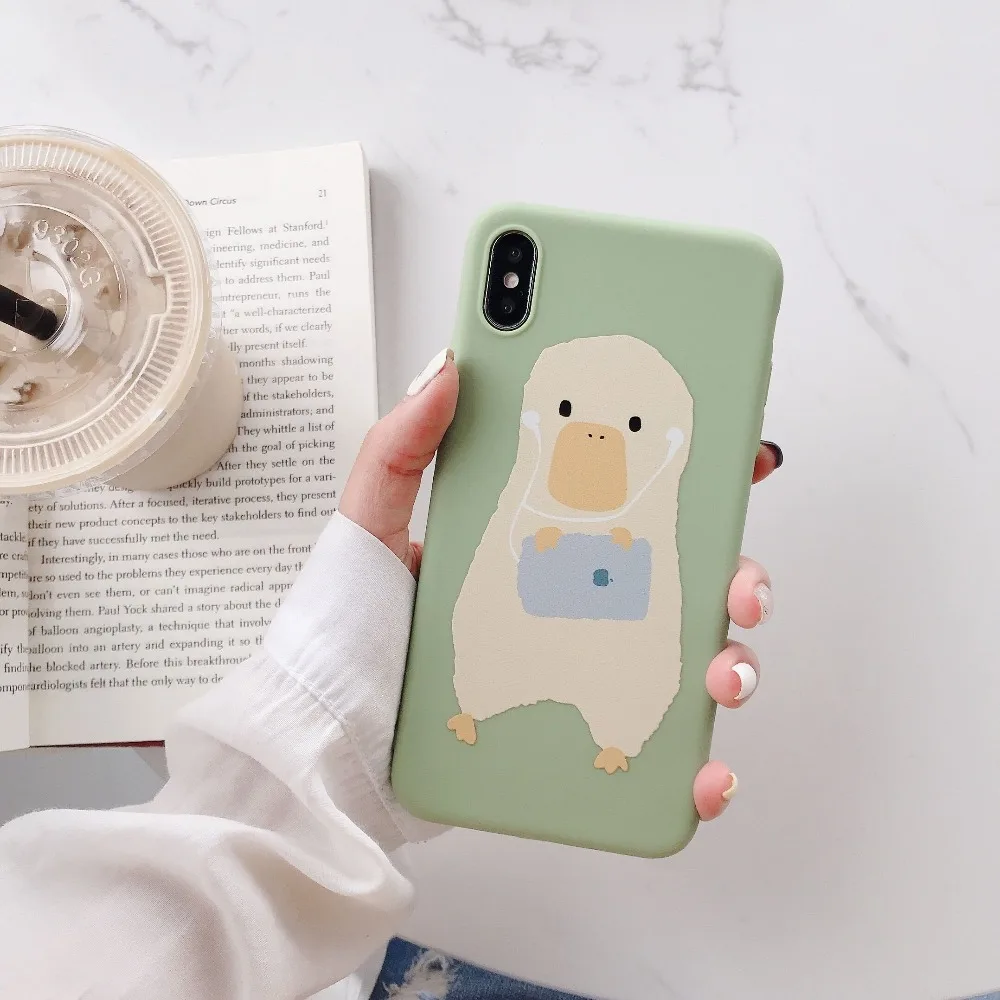 ORYKSZ Cute Cartoon Bear Matte Phone Case for Iphone X Xs Max Xr Silicon 6 6s 7plus 8 Soft TPU Back Cover Capa |