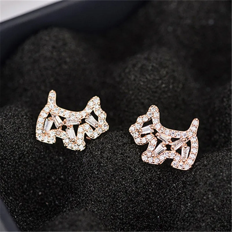 CX-Shirling S925 серебряные серьги, блестящие циркониевые серьги с мультяшной собакой, новые весенние модные антиаллергенные серьги в форме животных
