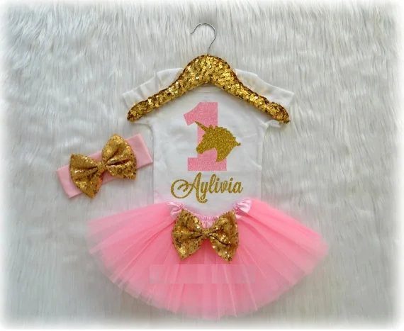 Пользовательское имя Единорог для маленьких девочек первый день рождения боди