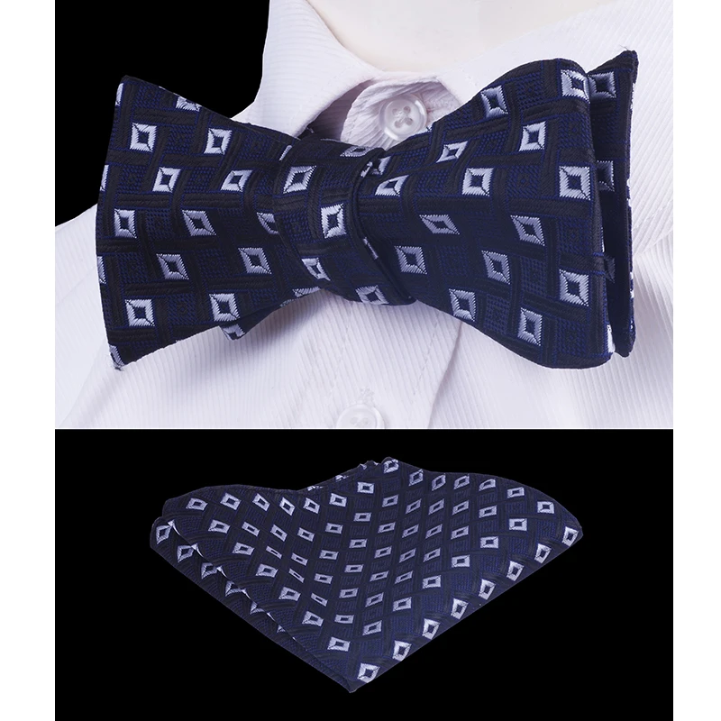 RBOCOTT Self Tie Bow Pocket Square Set Men's Dot Striped Floral Paisley Silk Adjustable Bowtie Handkerchief For Wedding | Аксессуары