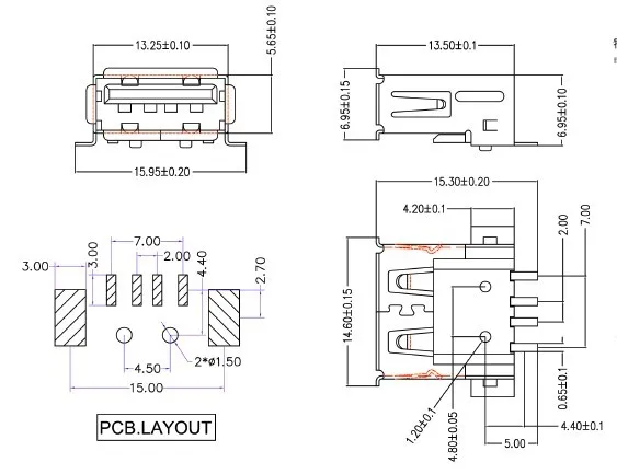 10 шт. Тип 4 контакта SMD USB разъем для защиты окружающей среды и высокая