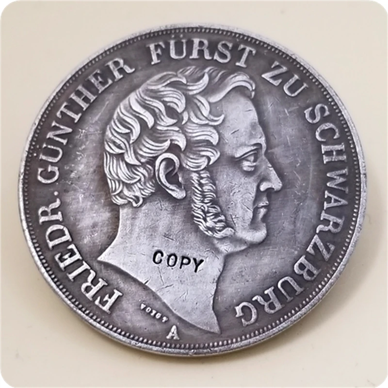 1845 немецкие Штаты(Schwarzburg-Rudolstadt) 2 Thaler 3 1/2 Gulden-Friedrich GuntherCOPY COIN