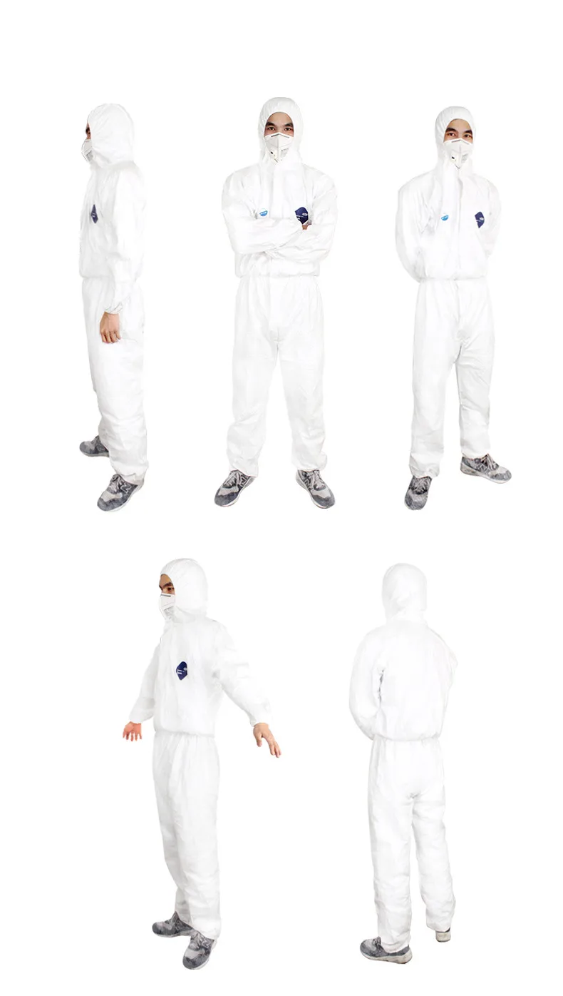 1422A Dupont Tyvek Защитный Комбинезон Одноразовые эластичные манжеты прилагается капюшон антистатические химические всплеск одежда Анти Пыль