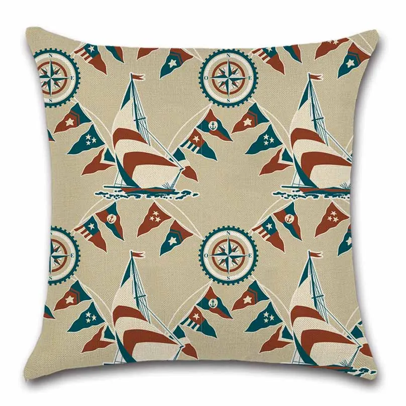 Красный хлопковый Чехол на подушку с якорем для океанского моря Бежевый