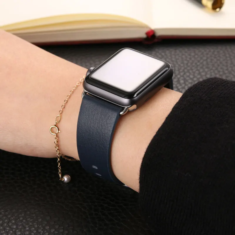 Ремешок для Apple Watch 44 мм 42 40 38 сменный Браслет из натуральной кожи с петлей iwatch series 5