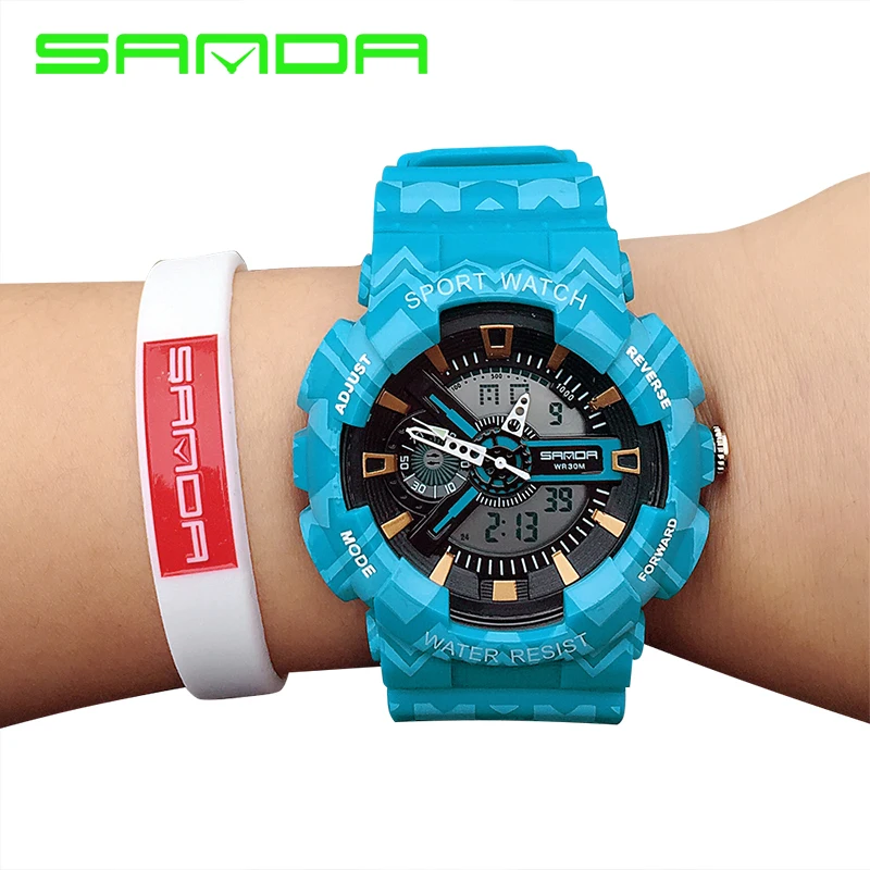 Часы SANDA с аналоговым дисплеем высокого качества водонепроницаемые часы задний