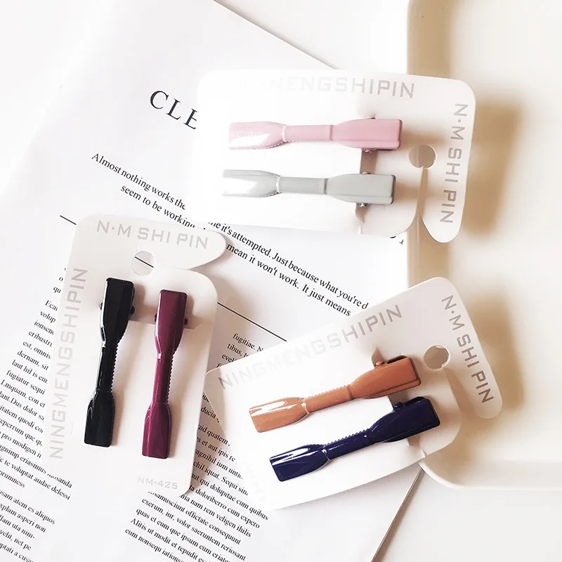 1sat=2pcs Candy colors cute fashion wild metal duckbill clip fresh cartoon long ears rabbit hairpin headdress Headwear |