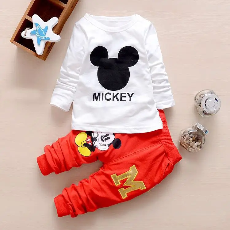 2016 Autumn Baby Girls Boys Clothes Sets Cute Minnie Infant Cotton Suits Coat+T Shirt+Pants 3 Pcs Casual Sport Kids Child | Детская