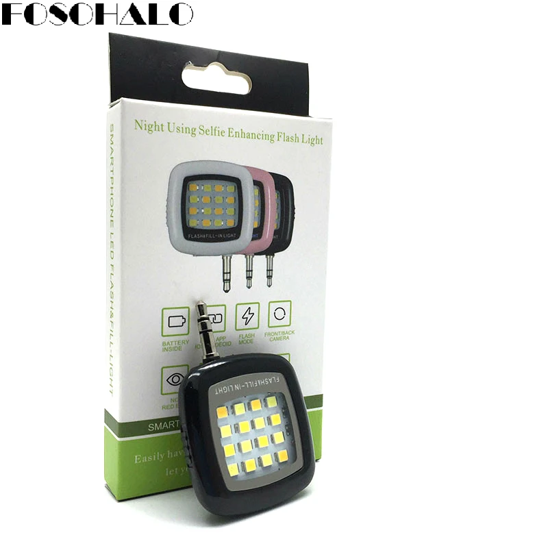 FOSOHALO 1pcs Mini Sync Flashlight 16 LED Lights Mobile Phone Selfie Light Adjustable Fill light For iPhone Samsung xiaomi | Электроника