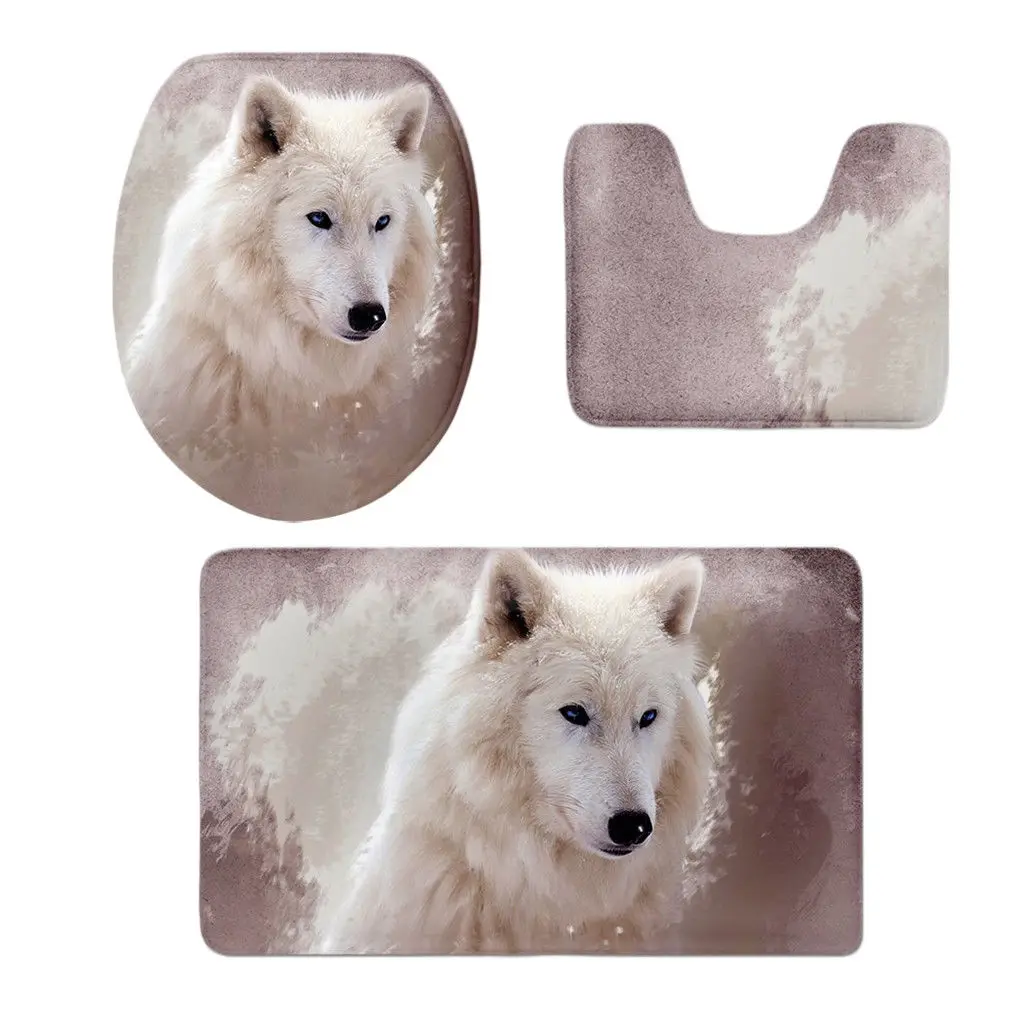 Bath Protector Flannel Mats Pedestal Set Toilet NonSlip Carpet Rug Cover 11 |